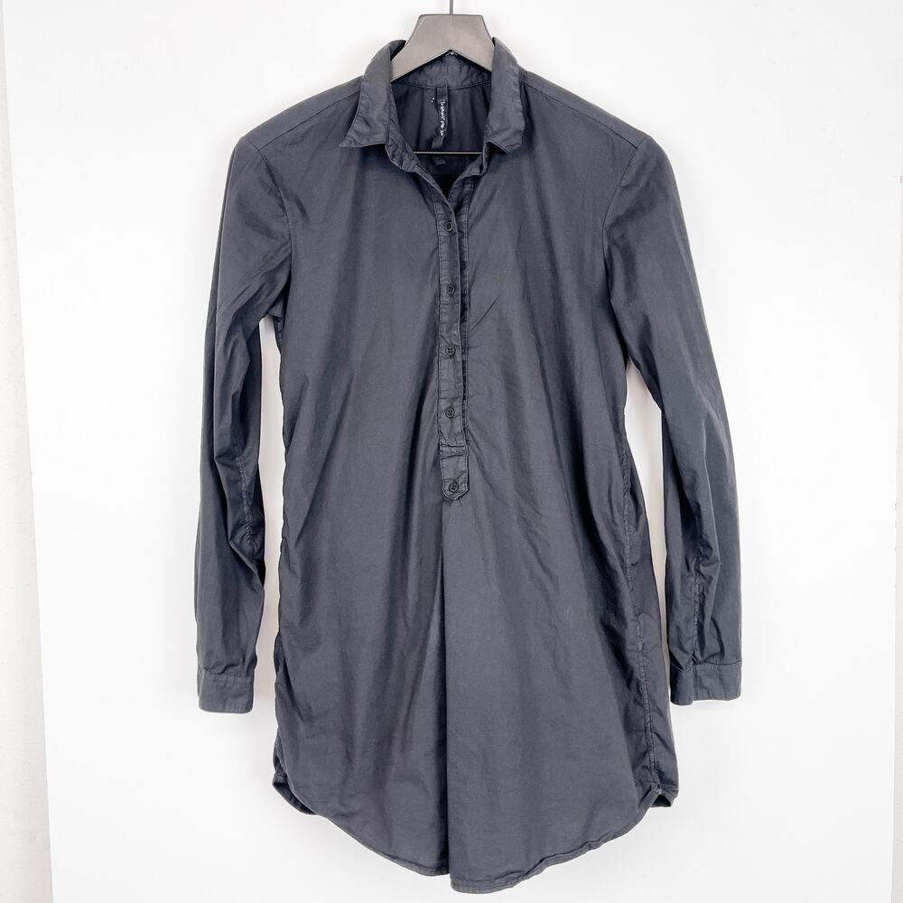 Transit Par Such Size 2 (US 6) Shirt Mini Popover Dress Black Stretch